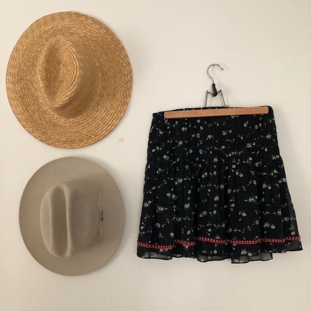 Ulla Johnson Black Floral Mini Skirt